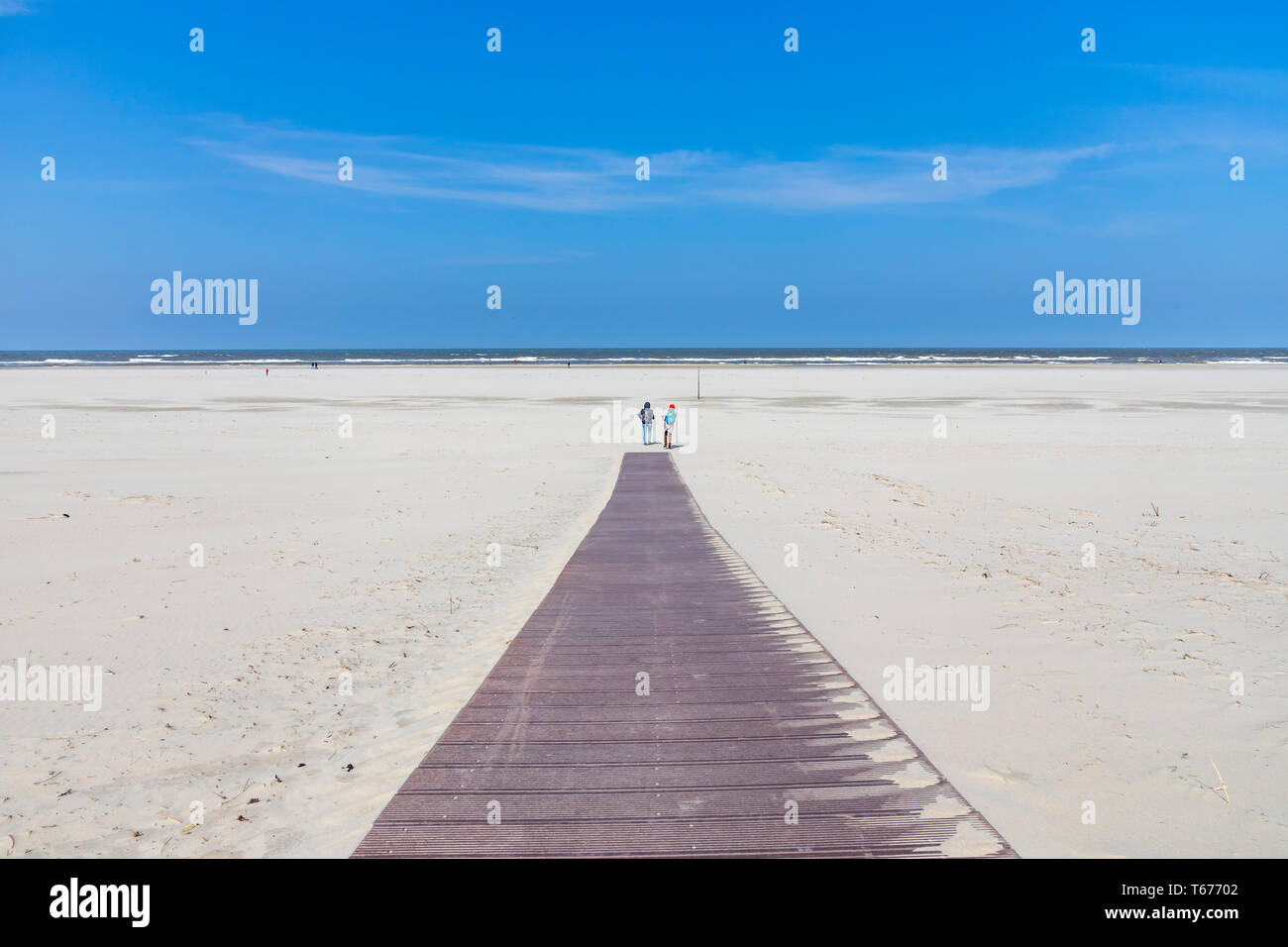 Nordsee Insel Juist, Ostfriesland, Holz- Promenade zum Strand, Niedersachsen, Deutschland, Stockfoto