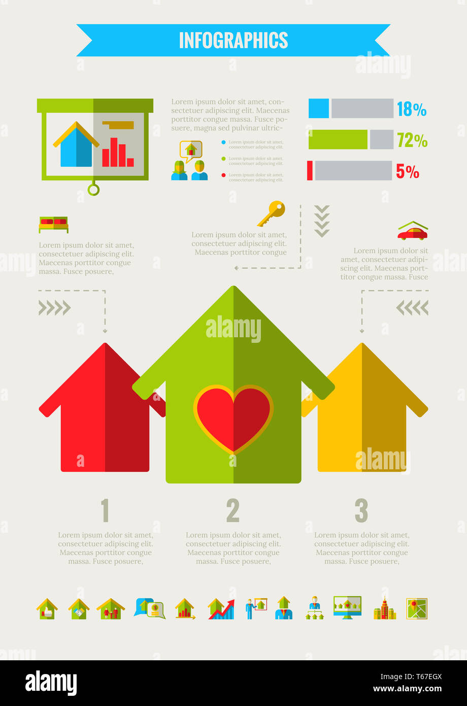 Immobilien-Infografik-Elemente. Stockfoto