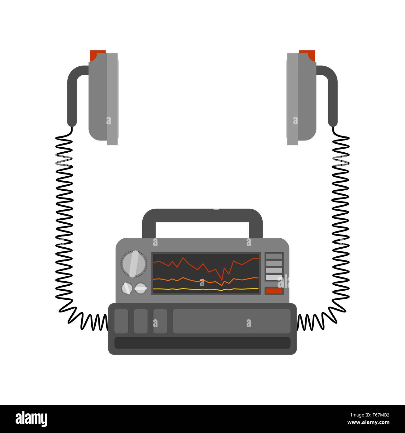 Defibrillator isoliert. Medizinisches Gerät. electropulse Therapie von Herzrhythmusstörungen. Stock Vektor