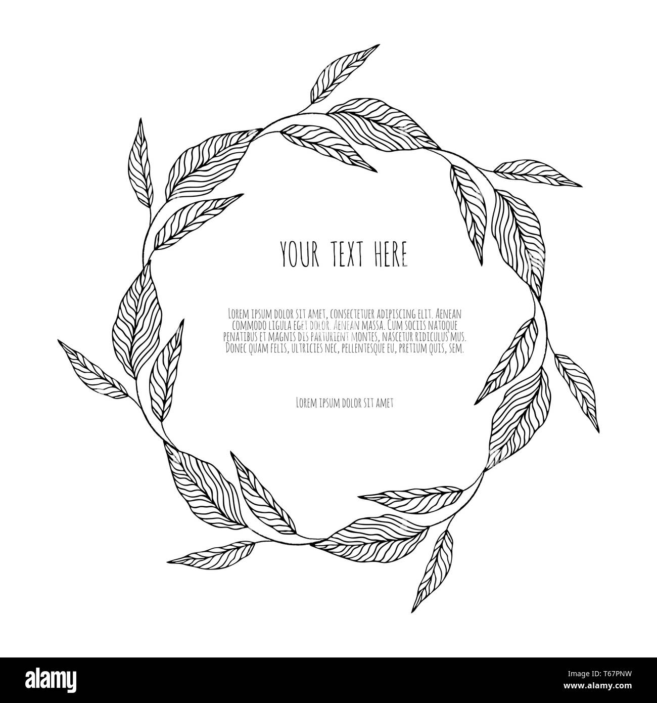 Kranz mit einfachen Zweige und Blätter. Stockfoto