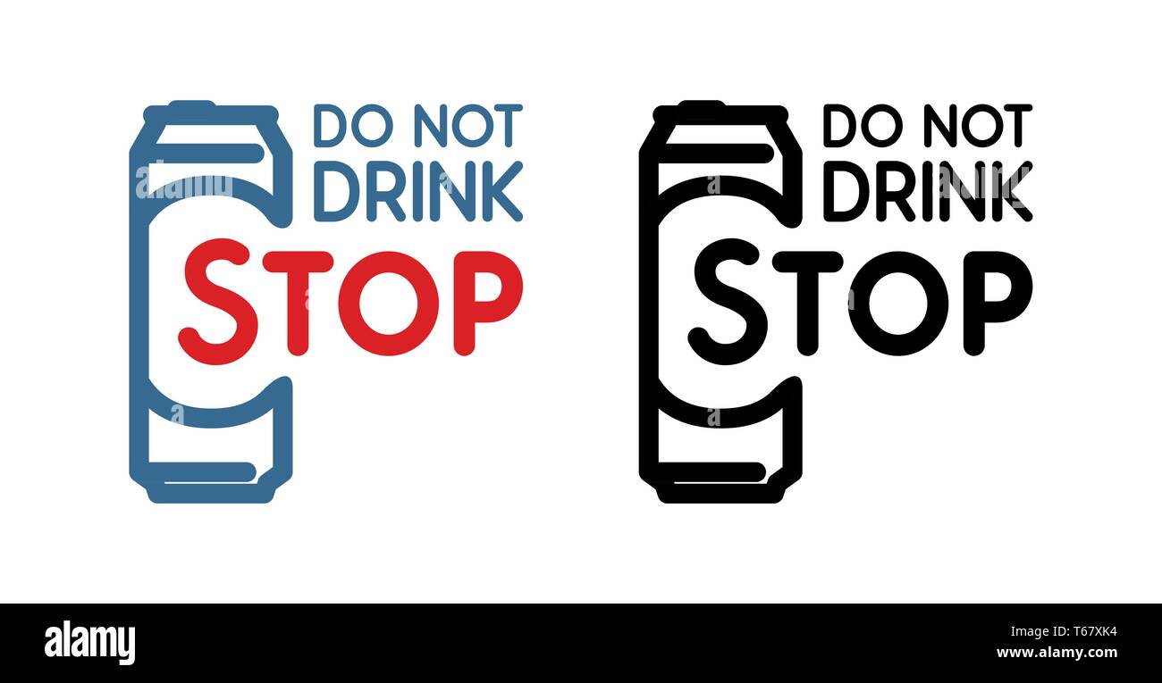 Anti-Alkoholismus propaganda Abzeichen. Farbigen und schwarzen Vektor mit Bierflasche und Slogan - Trinken Sie nicht, zu stoppen. Stock Vektor
