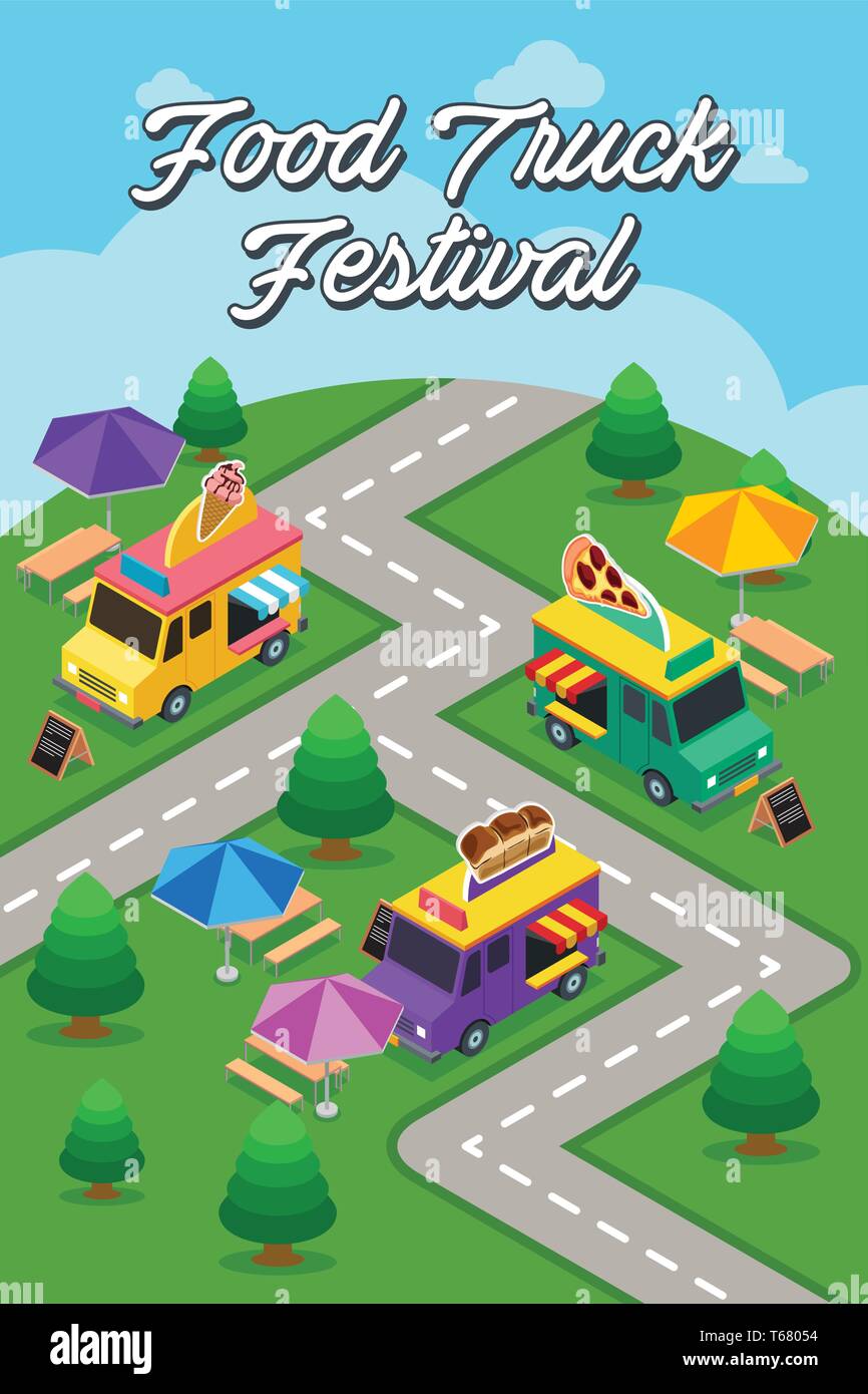 Eine Vektor-Illustration von Street Food Truck Festival Plakat Stock Vektor