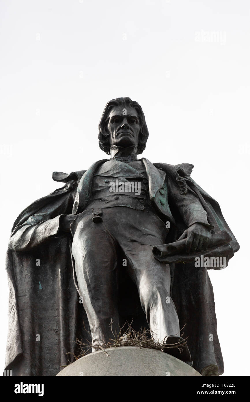 Statue von John Caldwell Calhoun in Charleston, South Carolina, USA. Die Statue tops eine Spalte auf Marion Square. Stockfoto