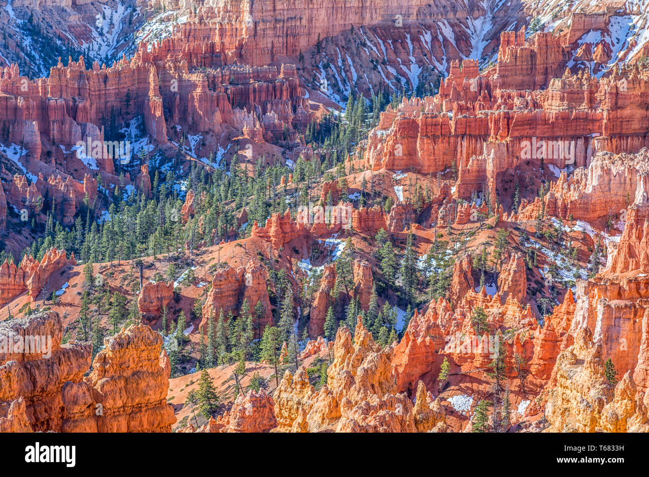 Felsformationen im Bryce Amphitheater vom Sunset Point gesehen. Bryce Canyon National Park, Utah, USA. Stockfoto