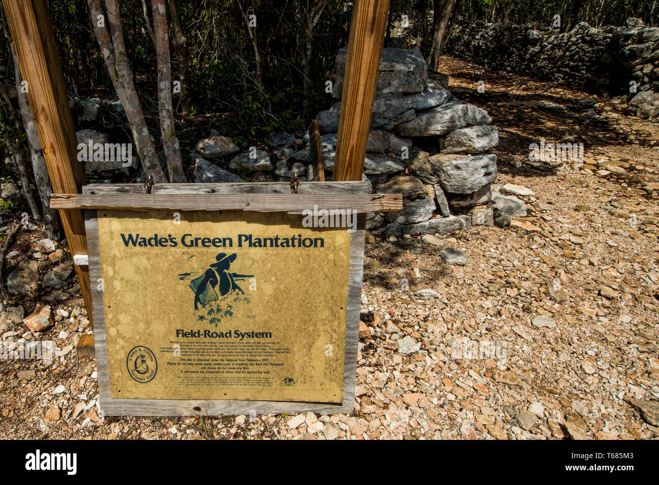 Wade's Green Plantation Historic Site, Kew, North Caicos, Turks- und Caicosinseln, Karibik. Stockfoto