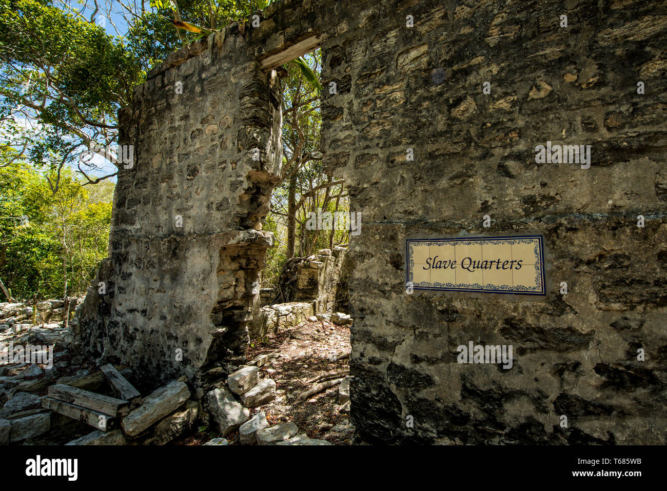 Wade's Green Plantation Historic Site, Kew, North Caicos, Turks- und Caicosinseln, Karibik. Stockfoto