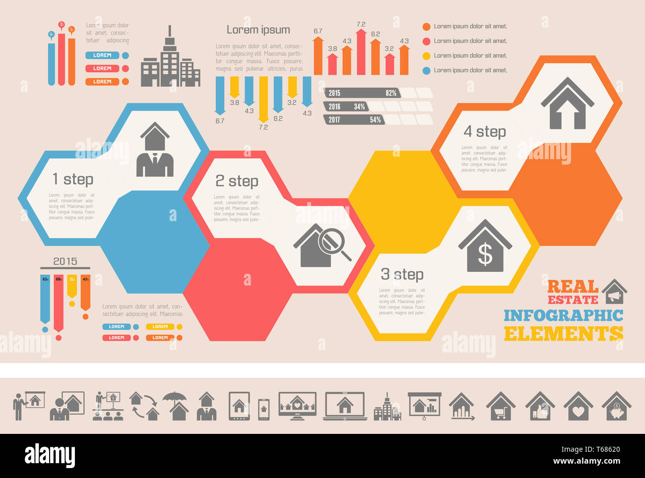 Immobilien-Infografiken. Stockfoto