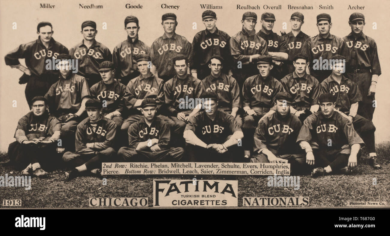 Chicago Cubs, Baseball Card Team Porträt, 1913 Stockfoto Chicago Cubs, Baseball Card Team Porträt, 1913 Stockfoto