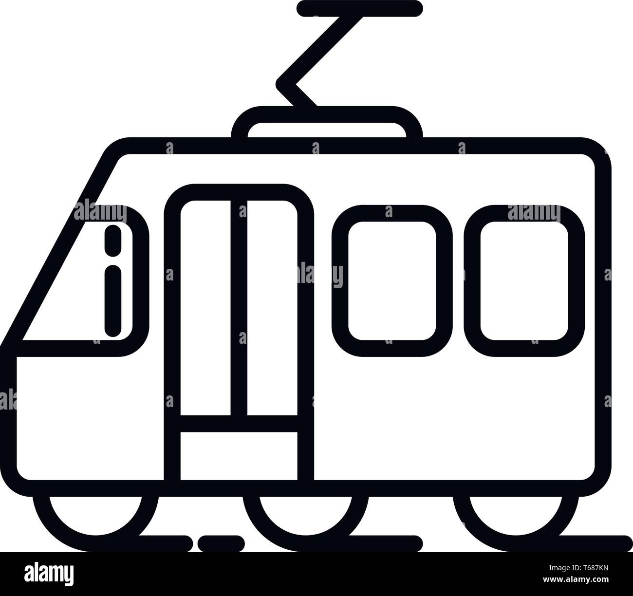 Dieser Vektor Bild zeigt eine Straßenbahn Symbol in Glyph Stil. Es ist auf einem weißen Hintergrund. Stock Vektor