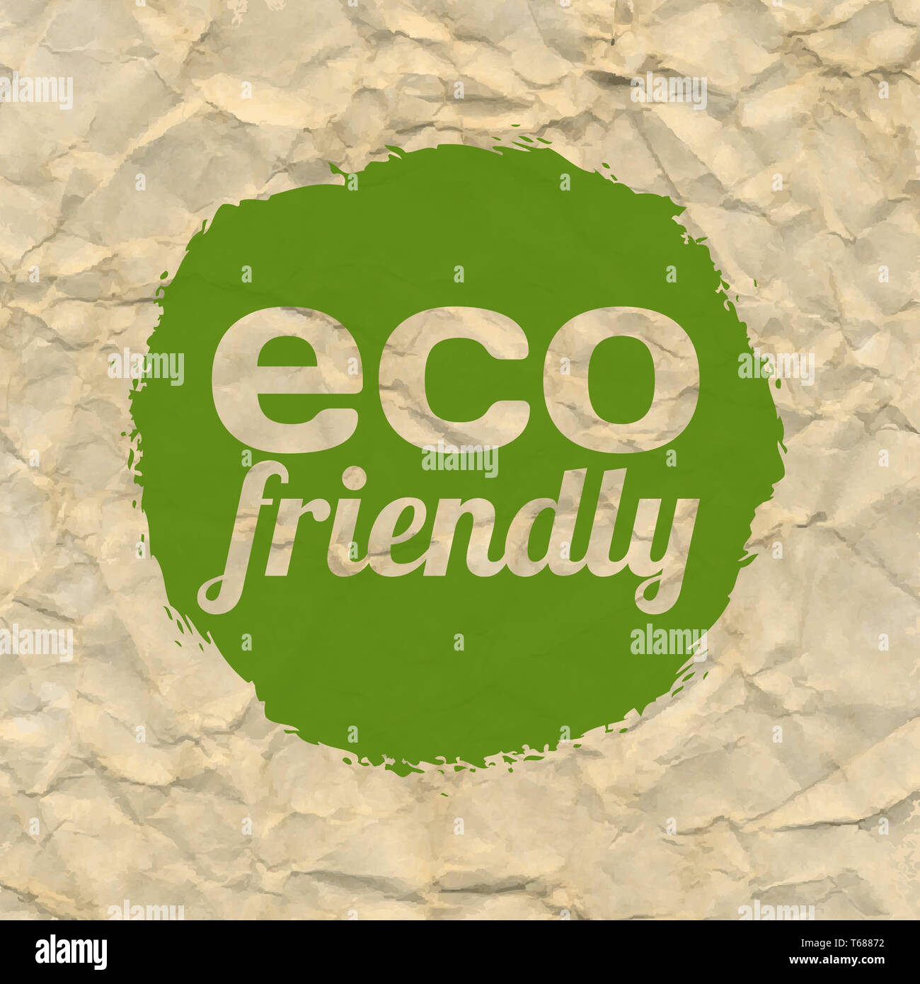 Zerkleinert braunes Papier mit Eco Green Label Stockfoto