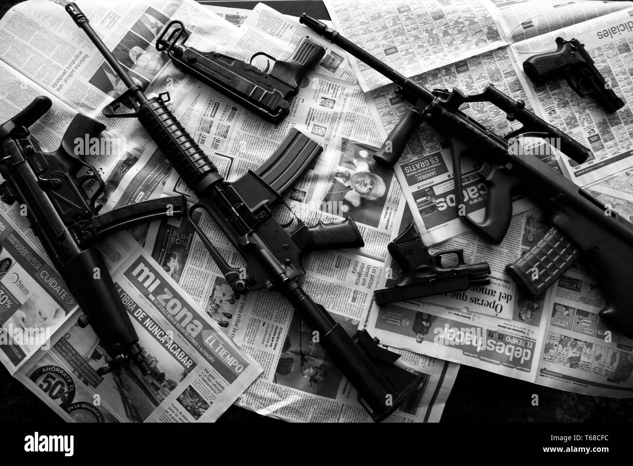 Sortierte Schleifring Waffen, Bogota, Kolumbien Stockfoto
