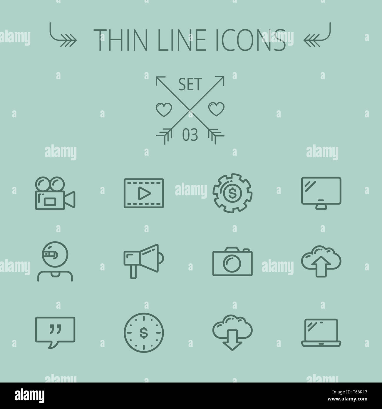 Technologie-dünne Linie-Icon-set Stockfoto