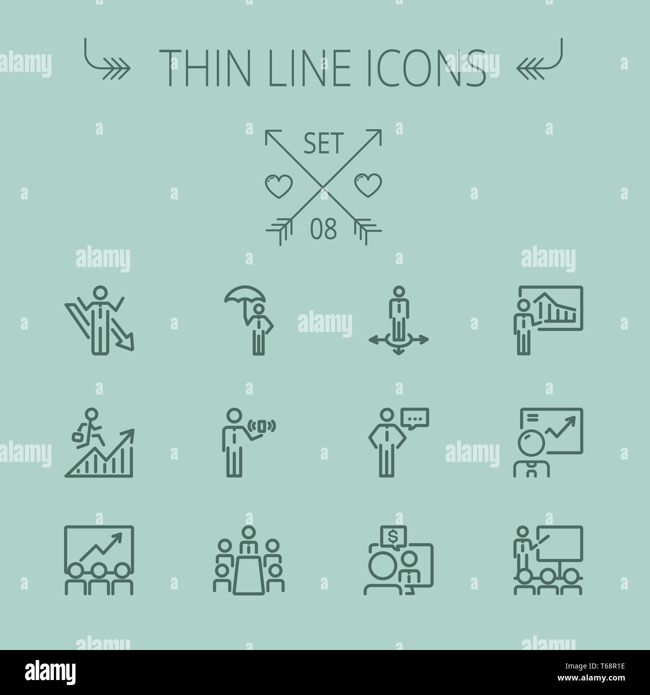 Business-dünne Linie-Icon-set Stockfoto