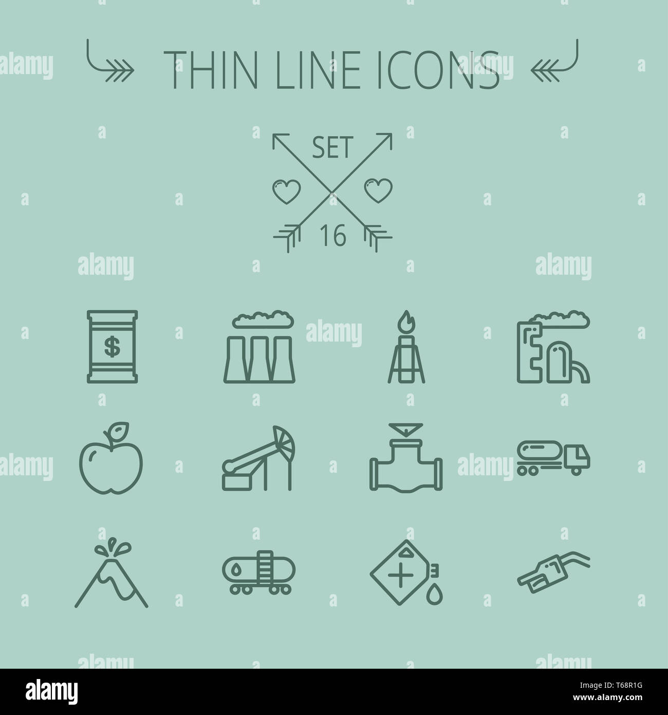 Ökologie-dünne Linie-Icon-set Stockfoto