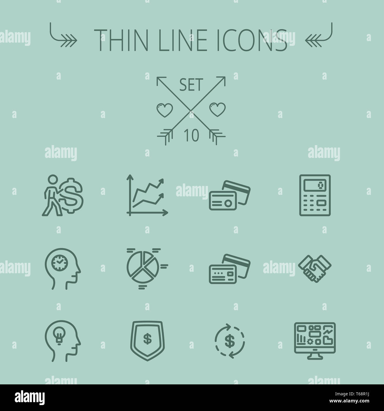 Business-dünne Linie-Icon-set Stockfoto