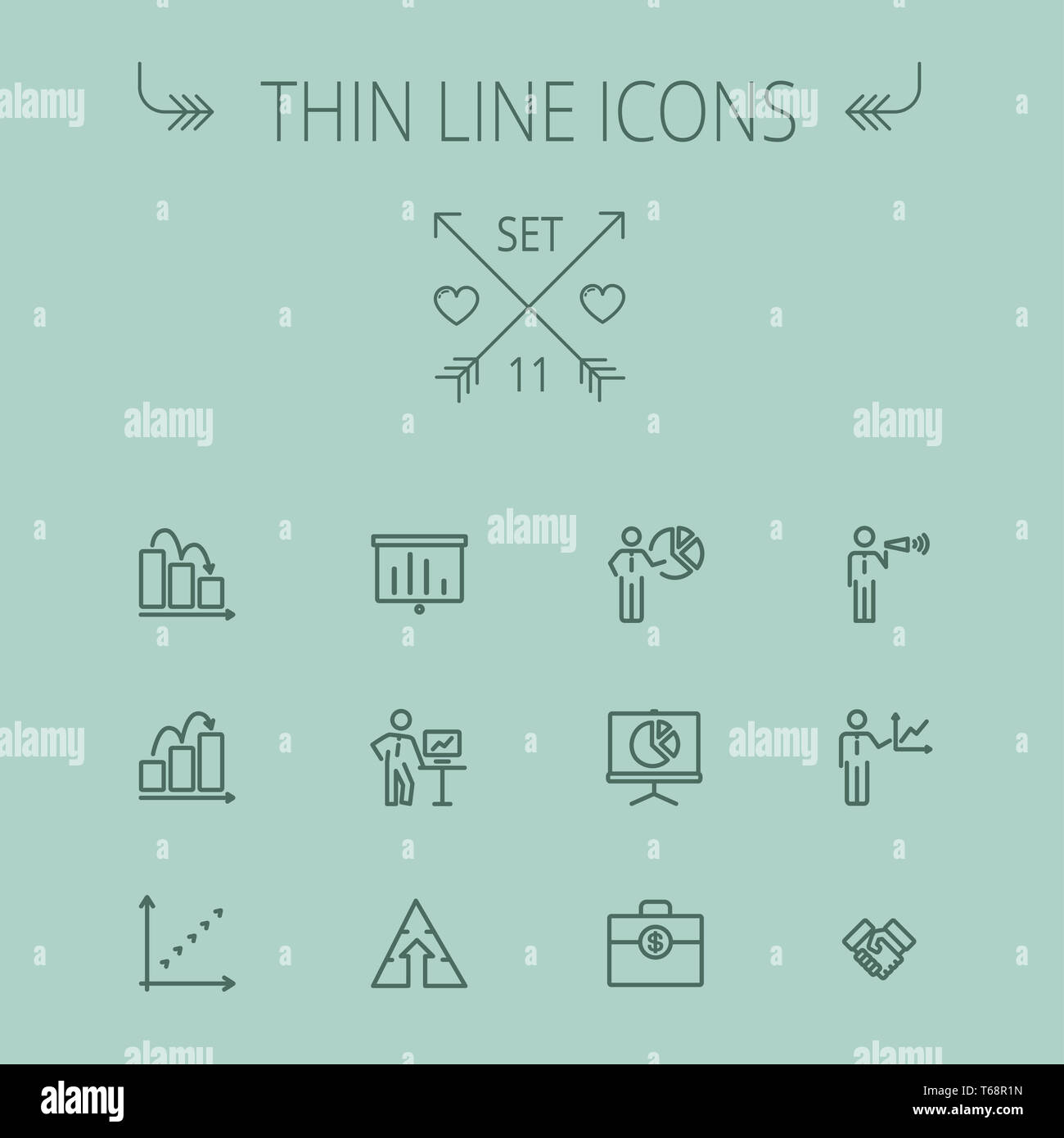 Business-dünne Linie-Icon-set Stockfoto