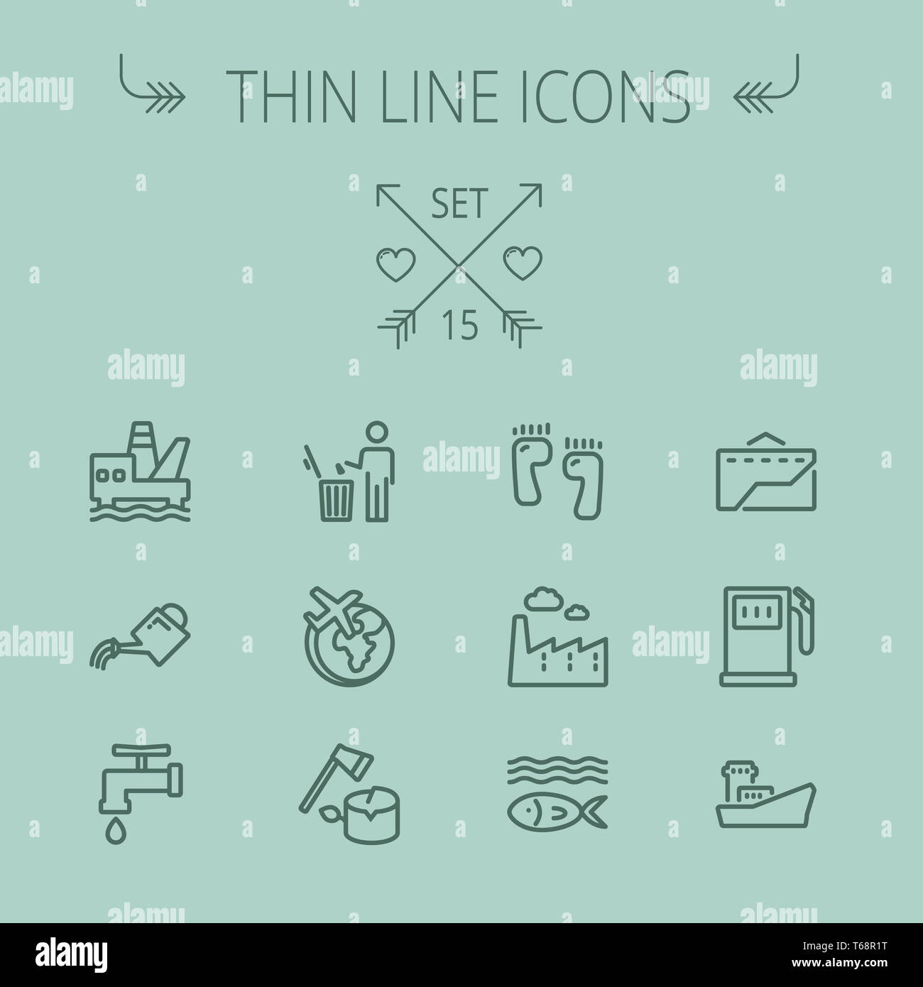 Ökologie-dünne Linie-Icon-set Stockfoto