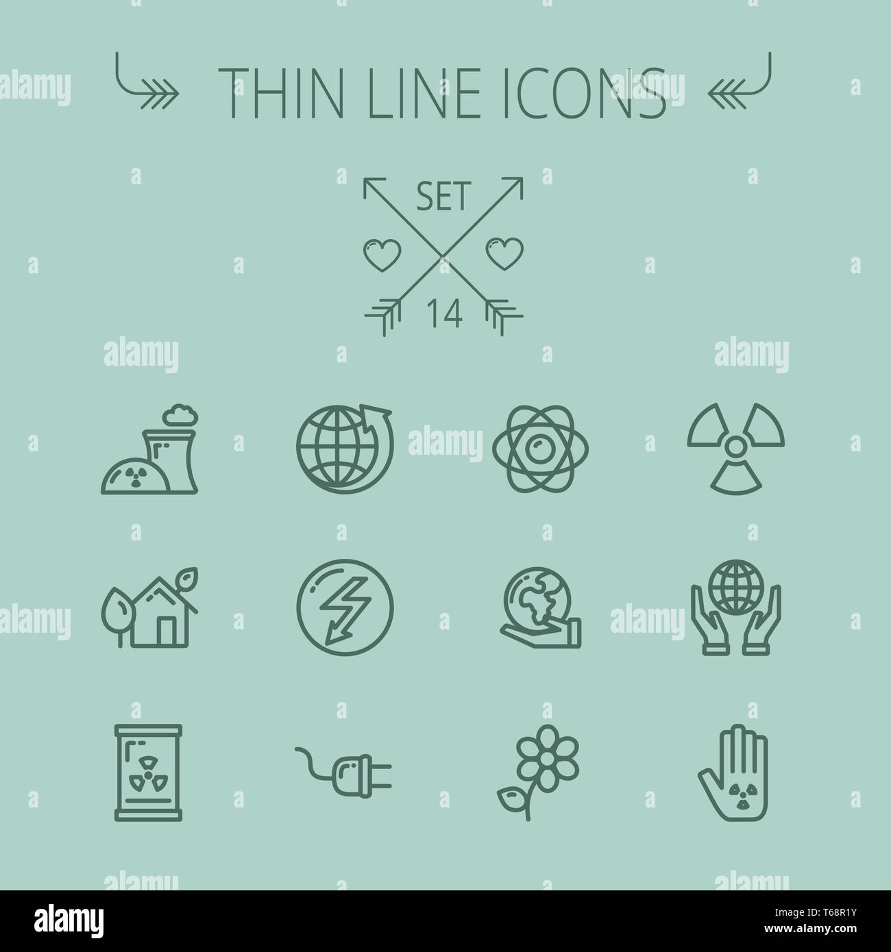 Ökologie-dünne Linie-Icon-set Stockfoto