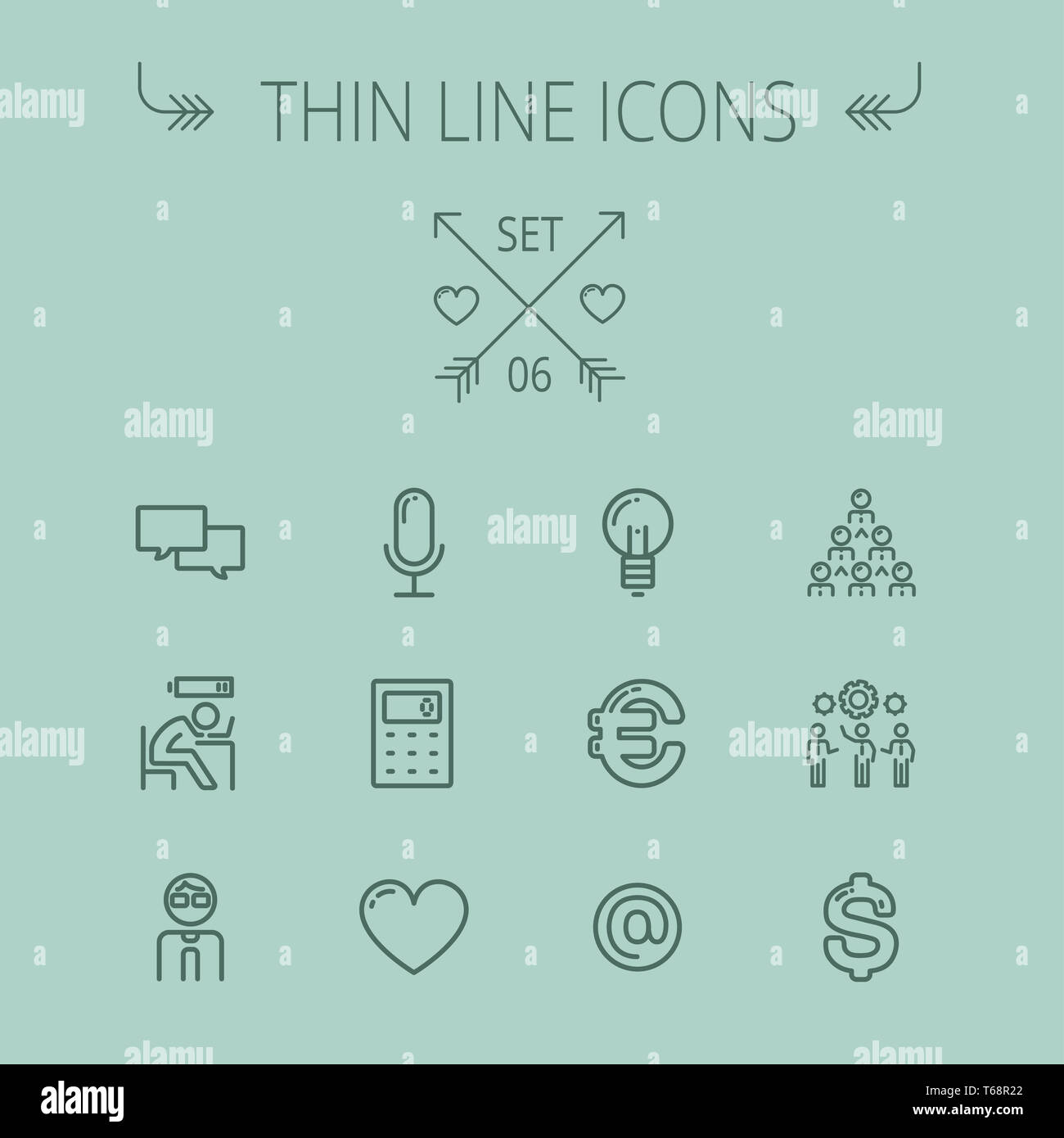 Business-dünne Linie-Icon-set Stockfoto