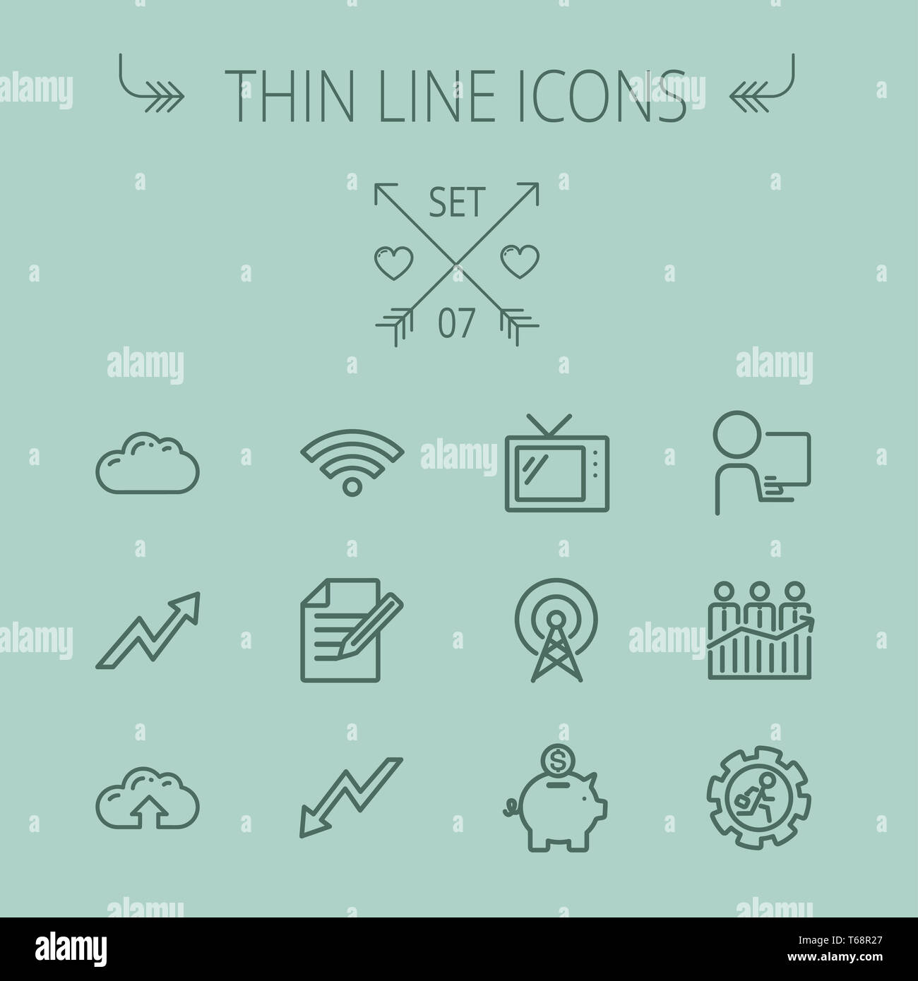 Business-dünne Linie-Icon-set Stockfoto