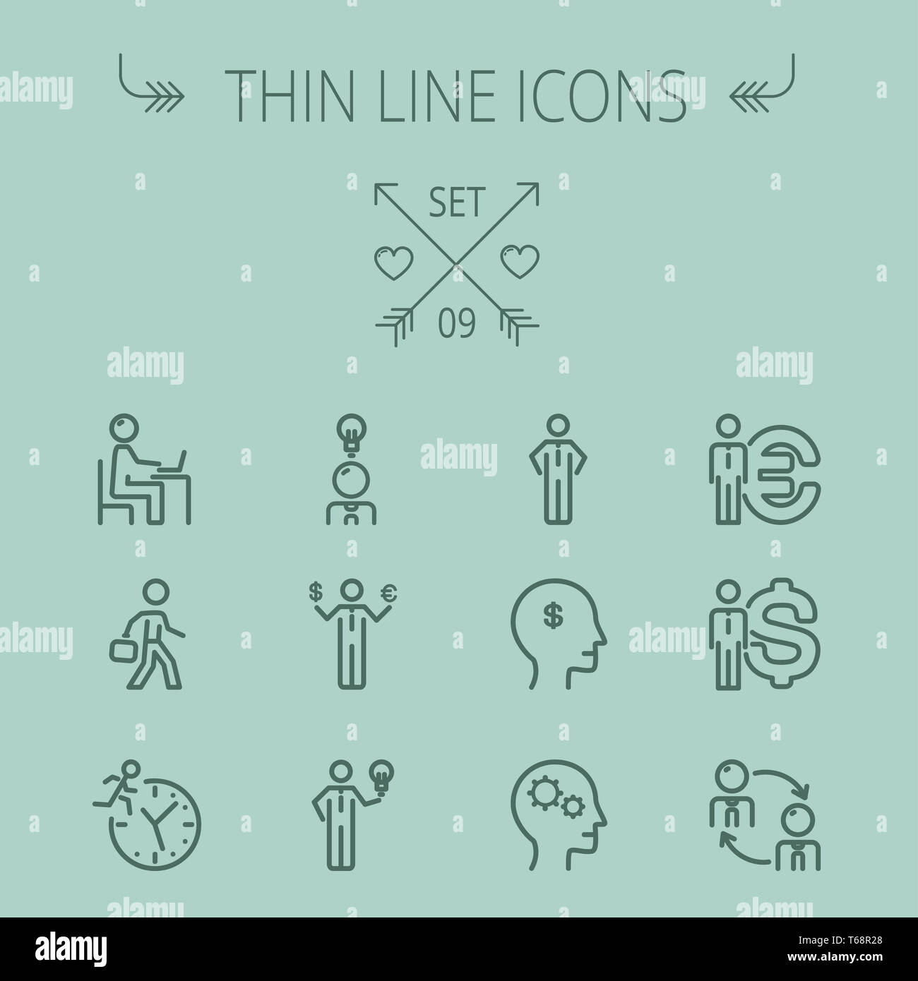 Business-dünne Linie-Icon-set Stockfoto