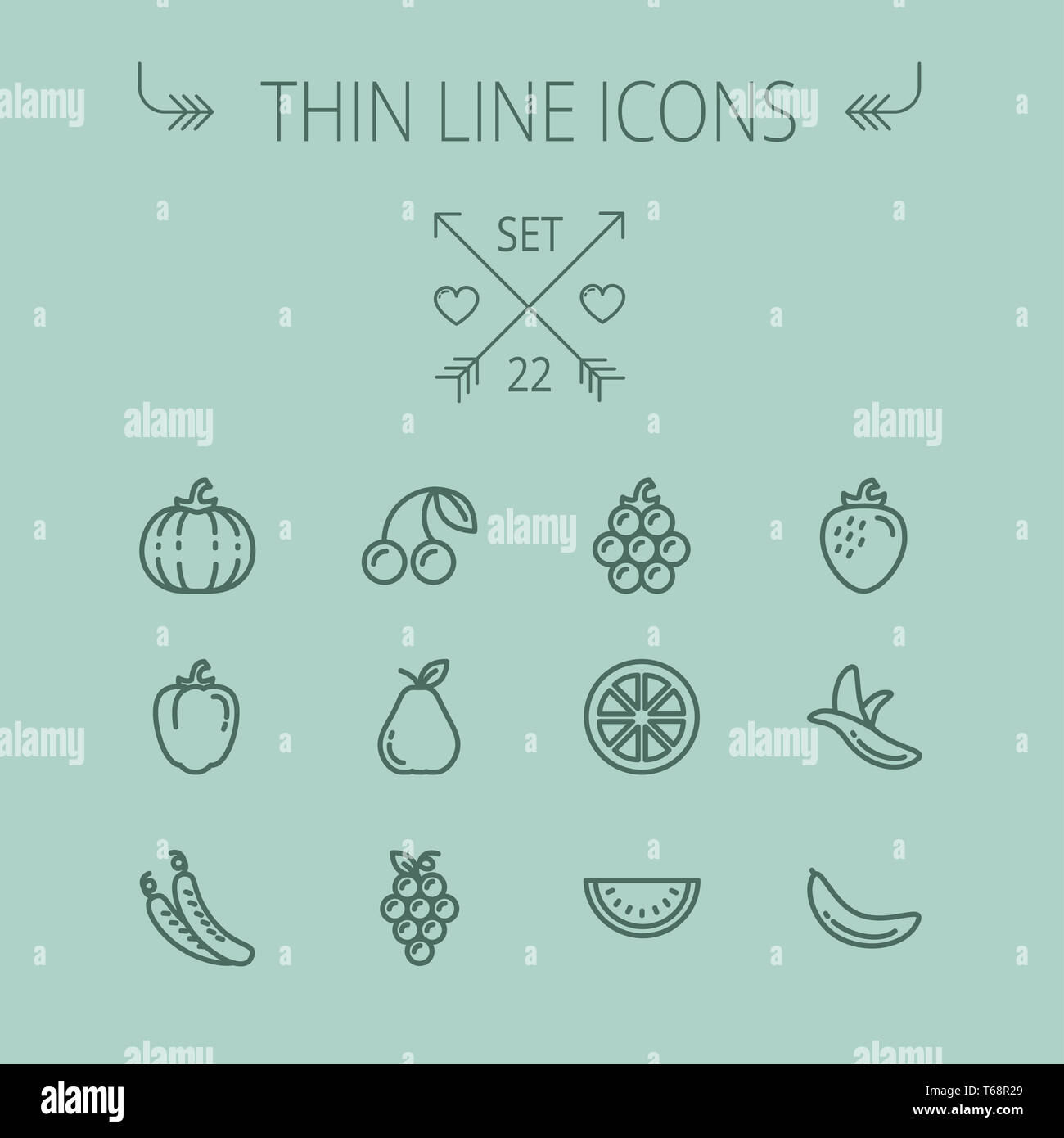 Essen-dünne Linie-Icon-set Stockfoto