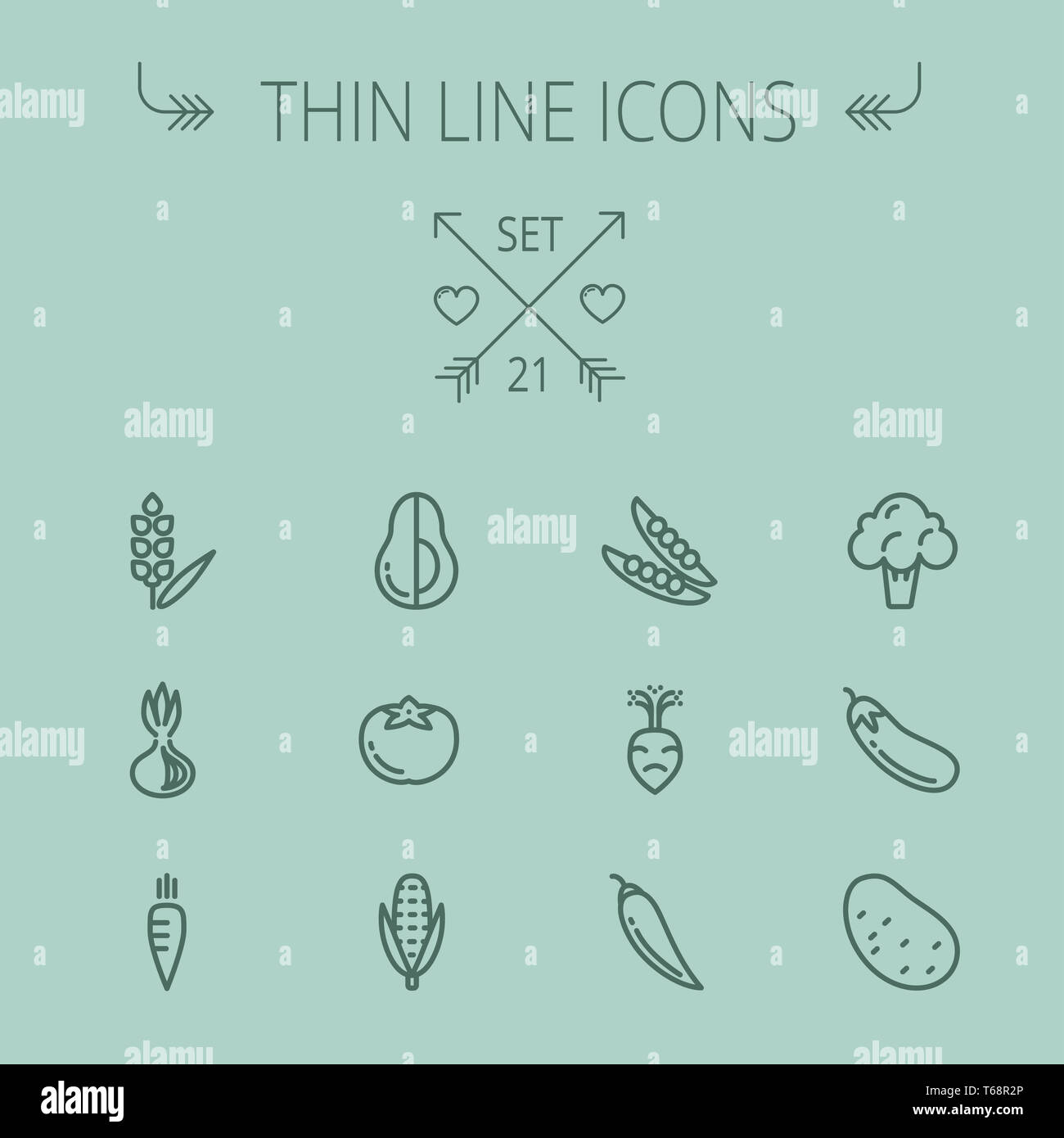 Essen-dünne Linie-Icon-set Stockfoto