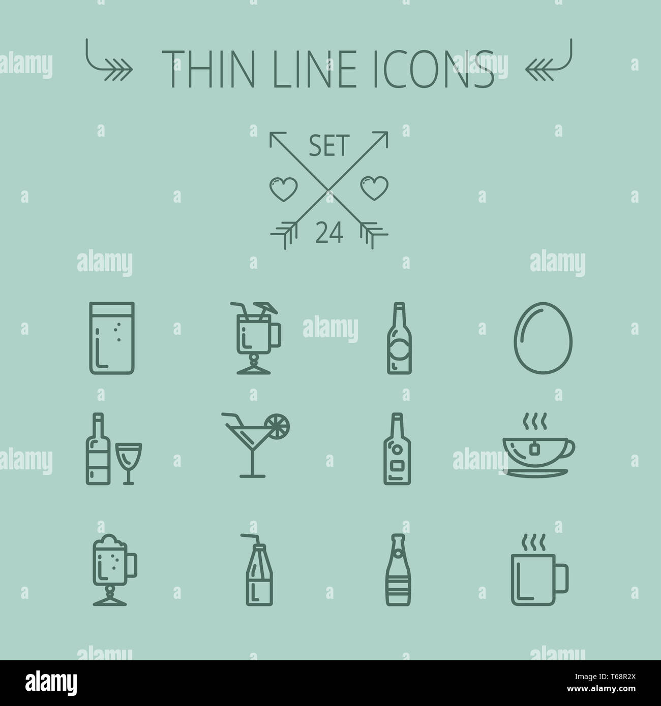 Essen-dünne Linie-Icon-set Stockfoto