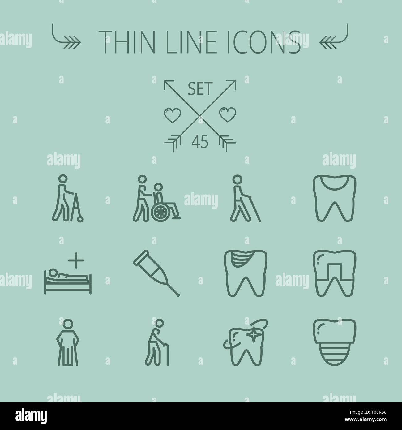 Medizin-dünne Linie-Icon-set Stockfoto