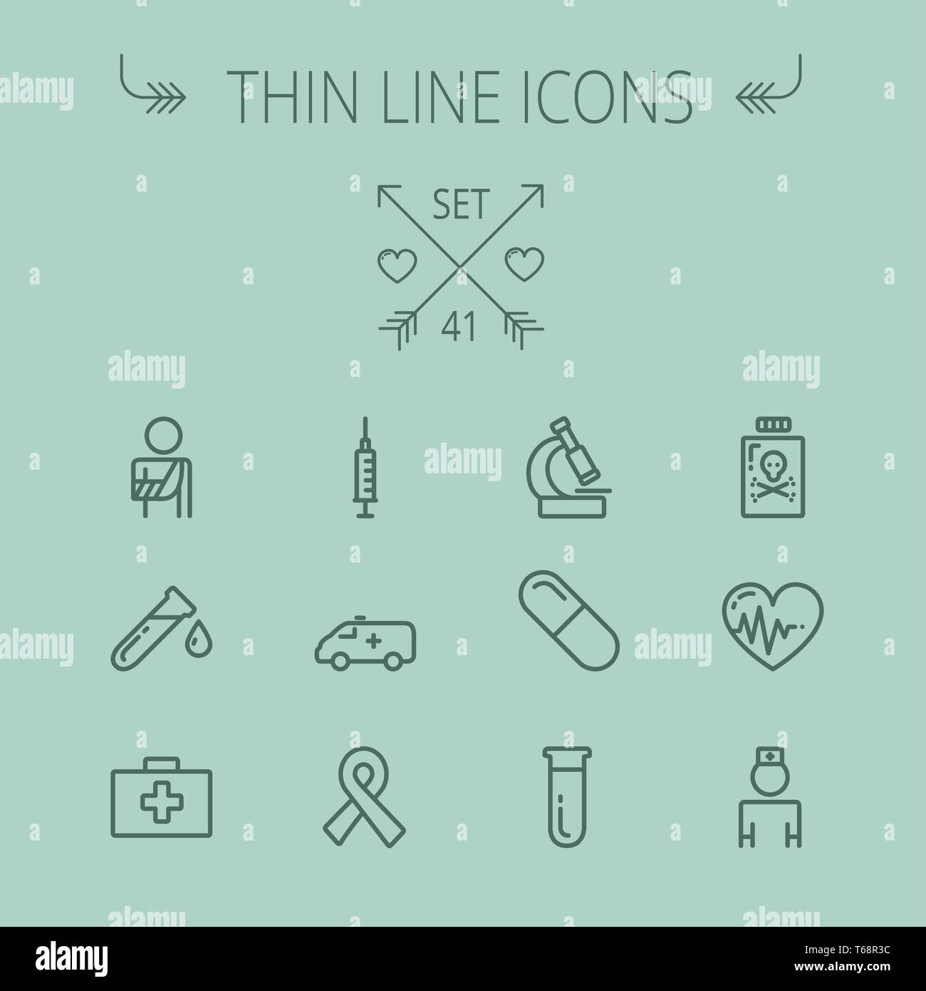 Medizin-dünne Linie-Icon-set Stockfoto