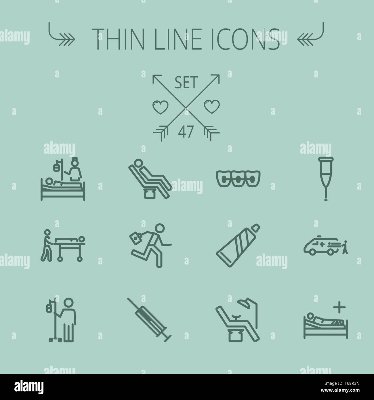 Medizin-dünne Linie-Icon-set Stockfoto