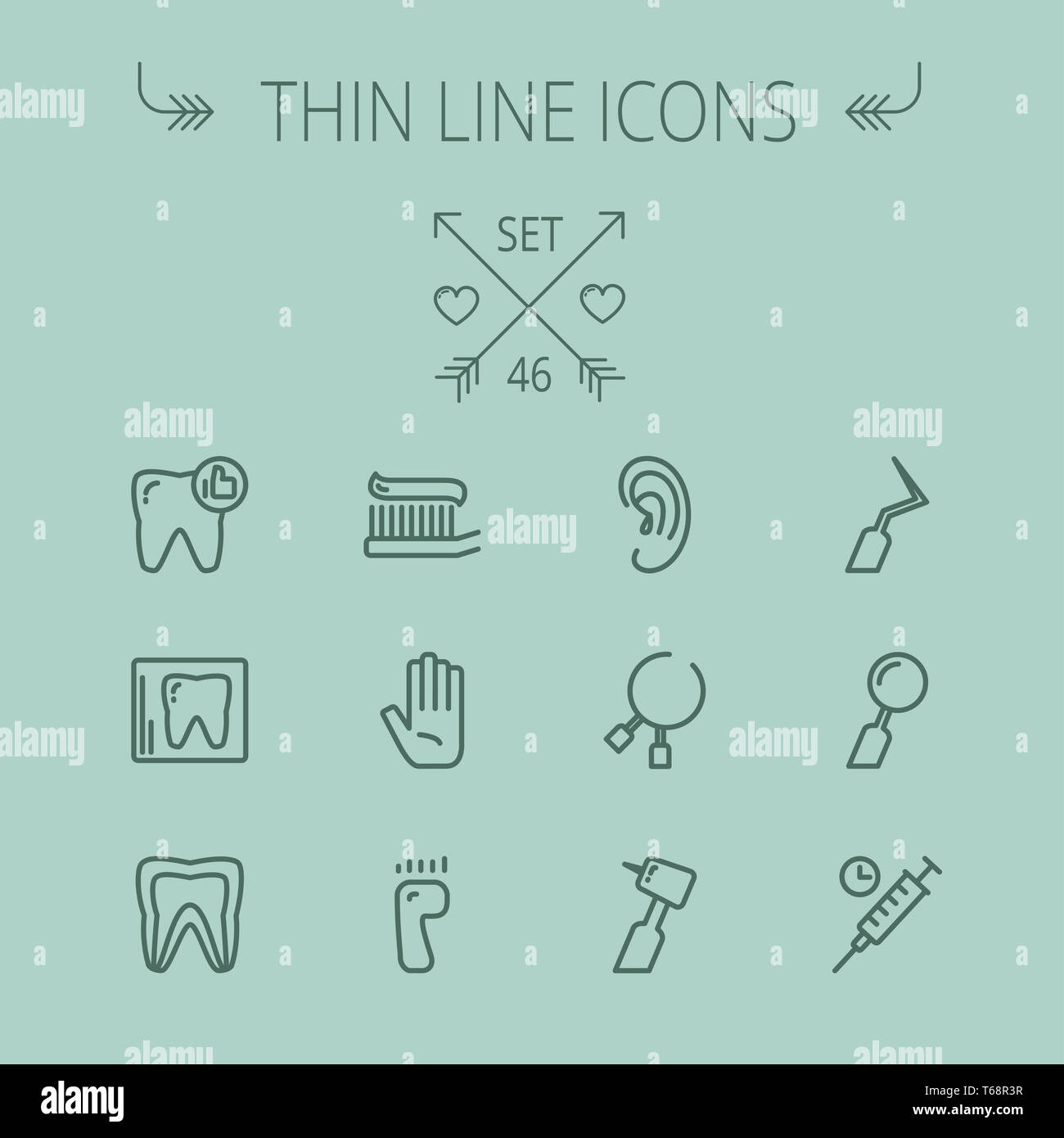 Medizin-dünne Linie-Icon-set Stockfoto