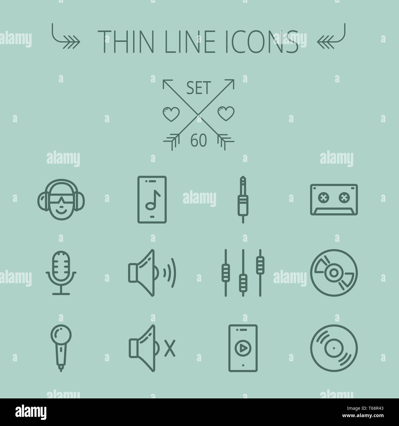 Musik und Unterhaltung dünne Linie-Icon-set Stockfoto