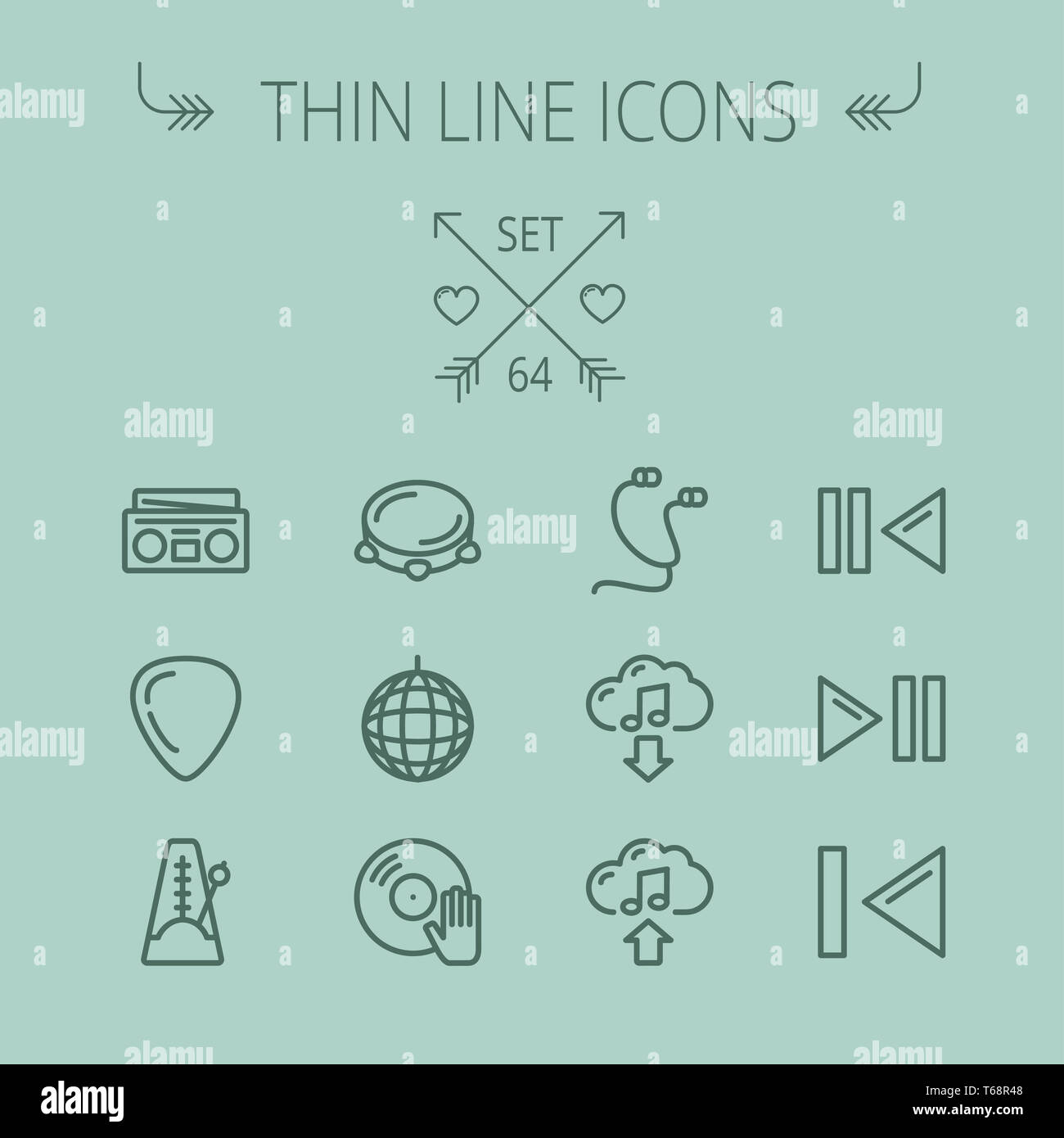 Musik und Unterhaltung dünne Linie-Icon-set Stockfoto