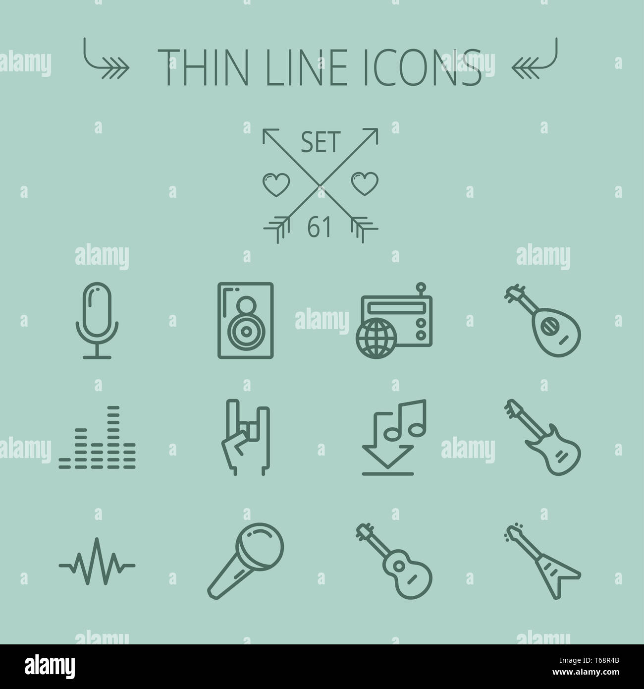 Musik und Unterhaltung dünne Linie-Icon-set Stockfoto