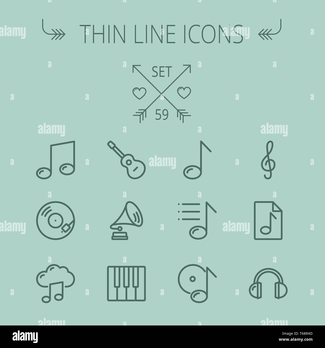 Musik und Unterhaltung dünne Linie-Icon-set Stockfoto