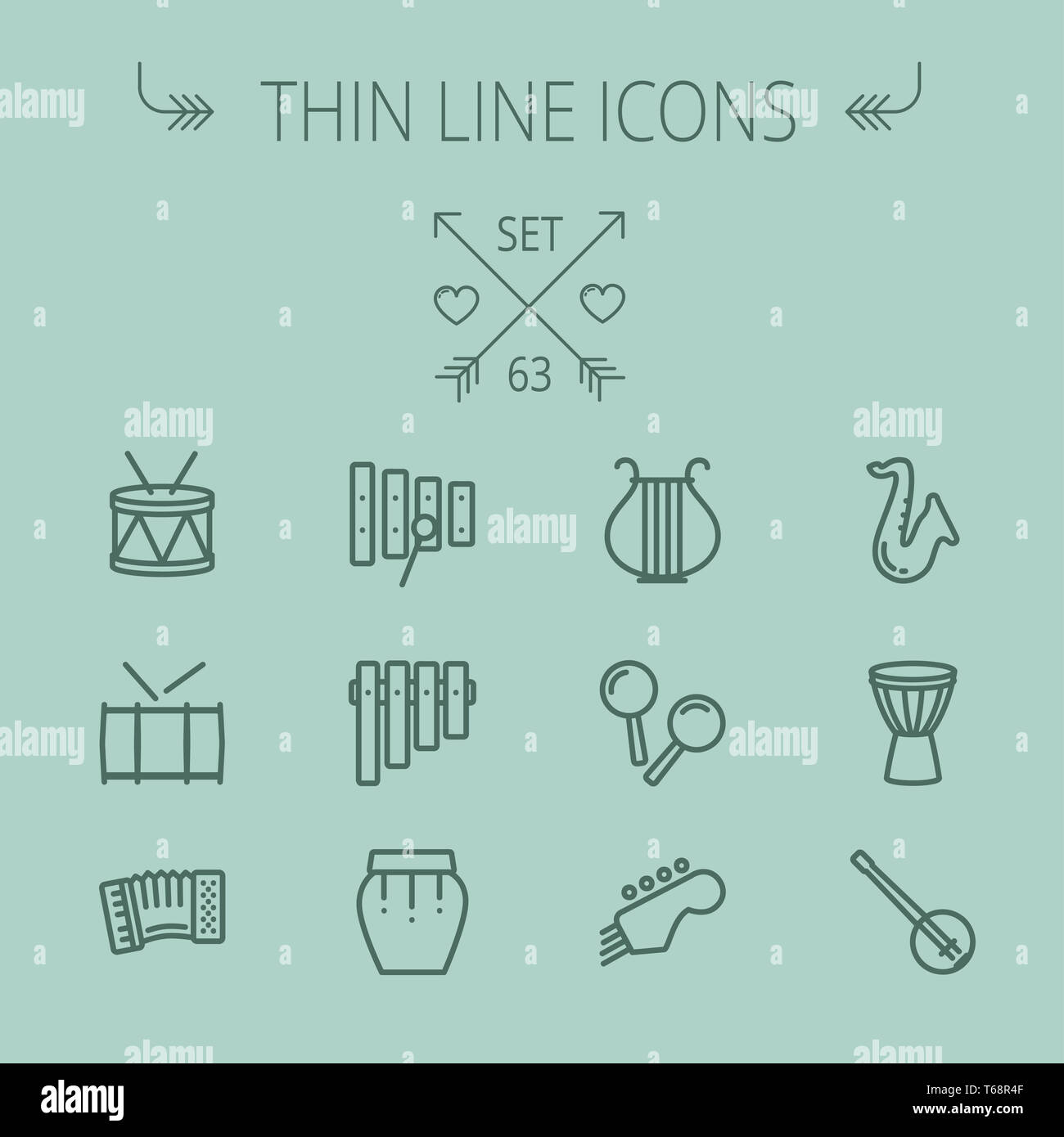 Musik und Unterhaltung dünne Linie-Icon-set Stockfoto