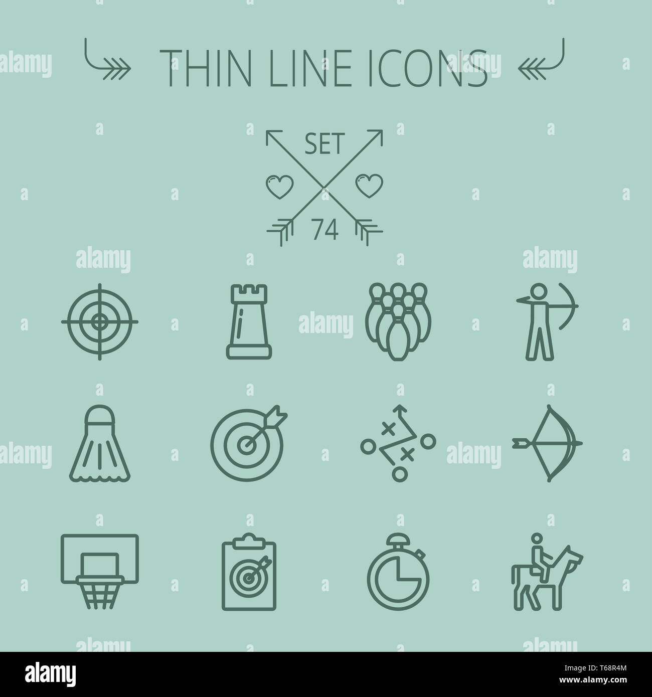 Sport-dünne Linie-Icon-set Stockfoto