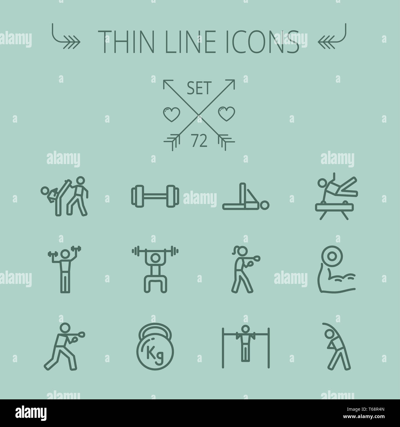 Sport-dünne Linie-Icon-set Stockfoto