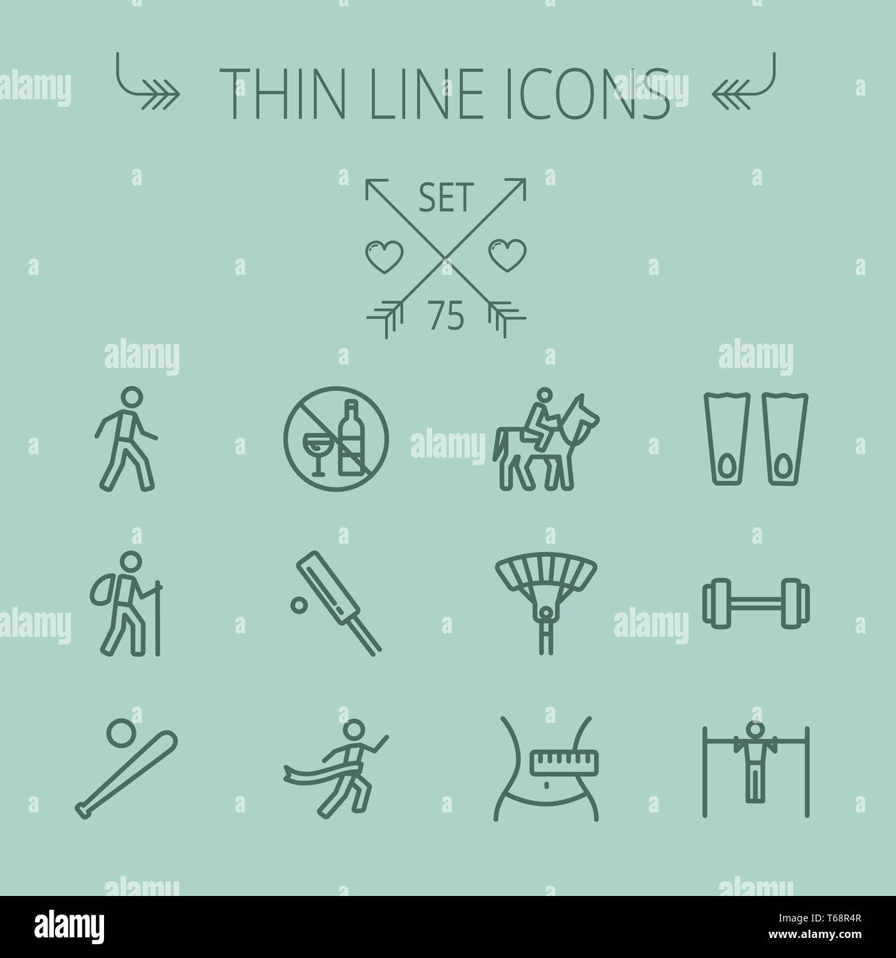 Sport-dünne Linie-Icon-set Stockfoto