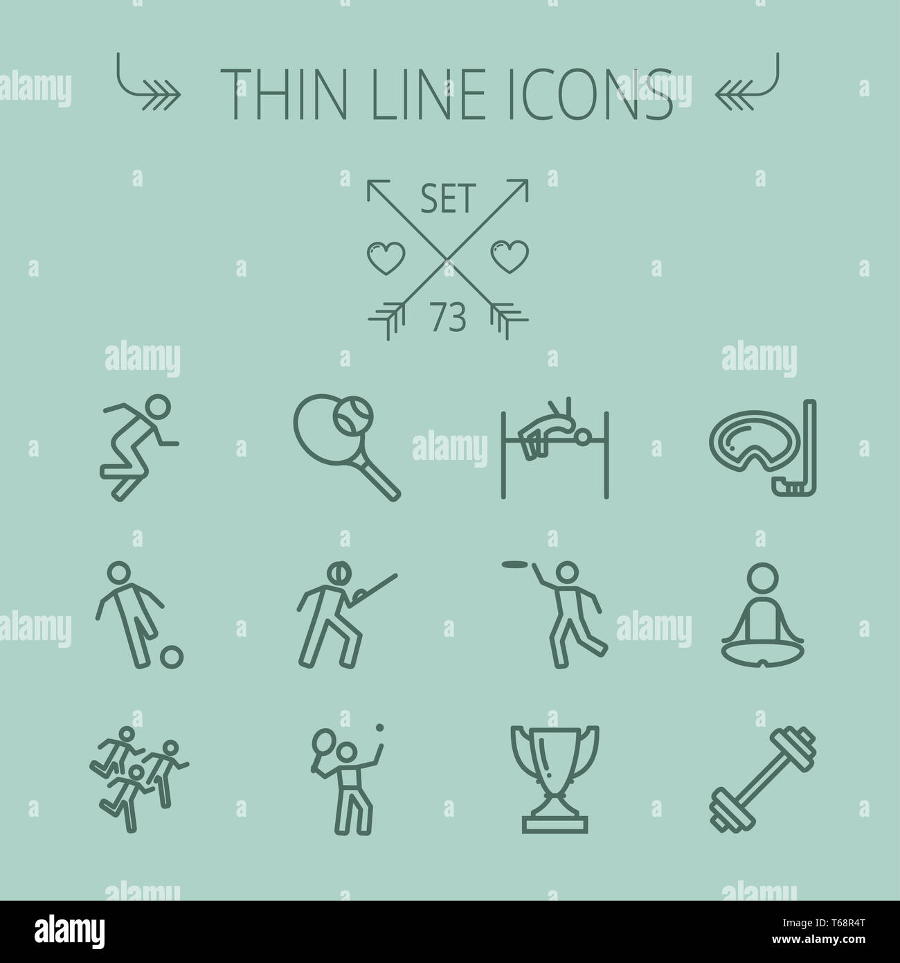 Sport-dünne Linie-Icon-set Stockfoto