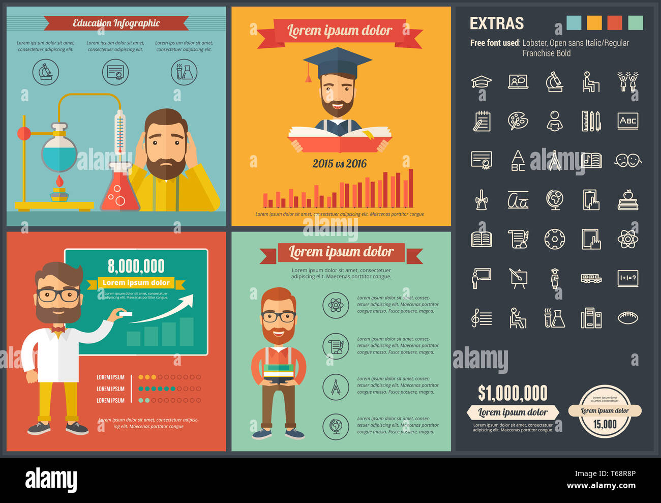 Bildung flache Bauweise Infografik Vorlage Stockfoto