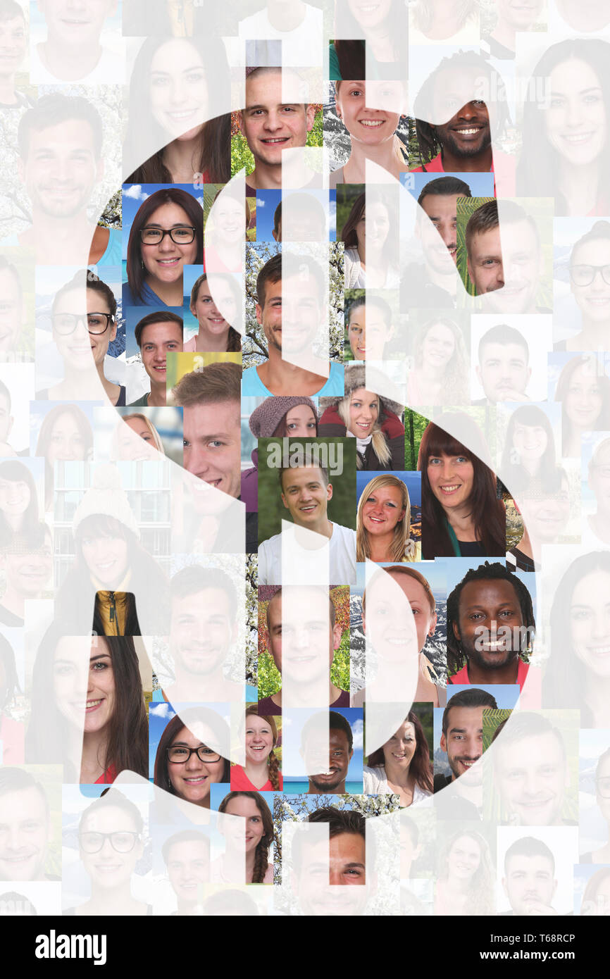 Multikulturelle Jugendlicher Gruppe Symbol Foto Stockfoto