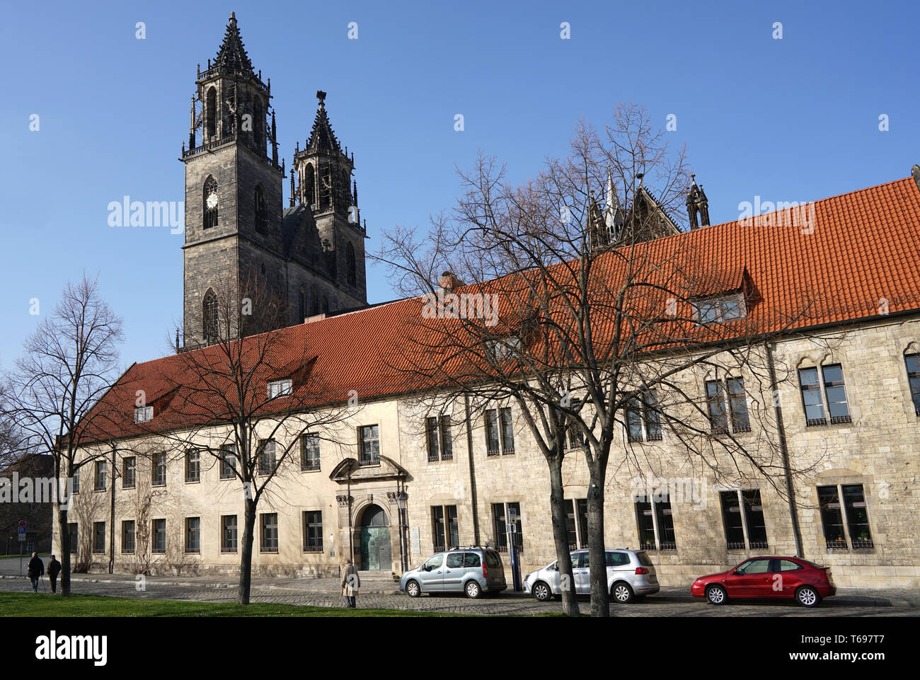 Die historischen Magdeburger Dom, das Wahrzeichen der Stadt. Stockfoto