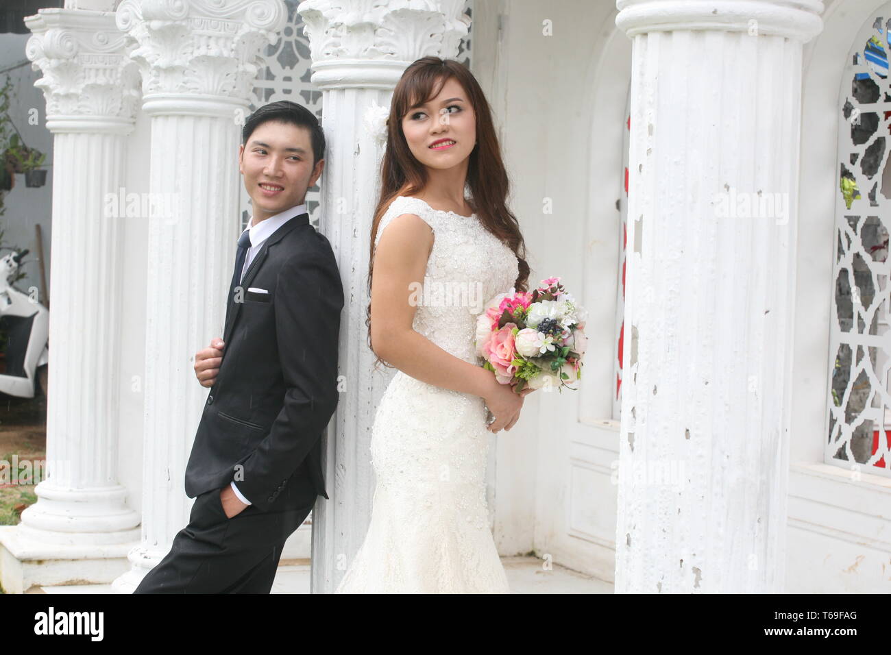 Foto der Braut und Bräutigam im Weißen Haus Stockfoto