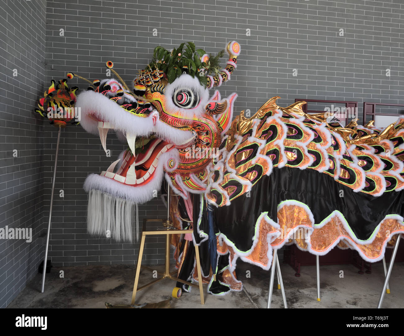 Dragon Head, Kostüm der traditionellen Drachentanz, Hong Kong. Stockfoto