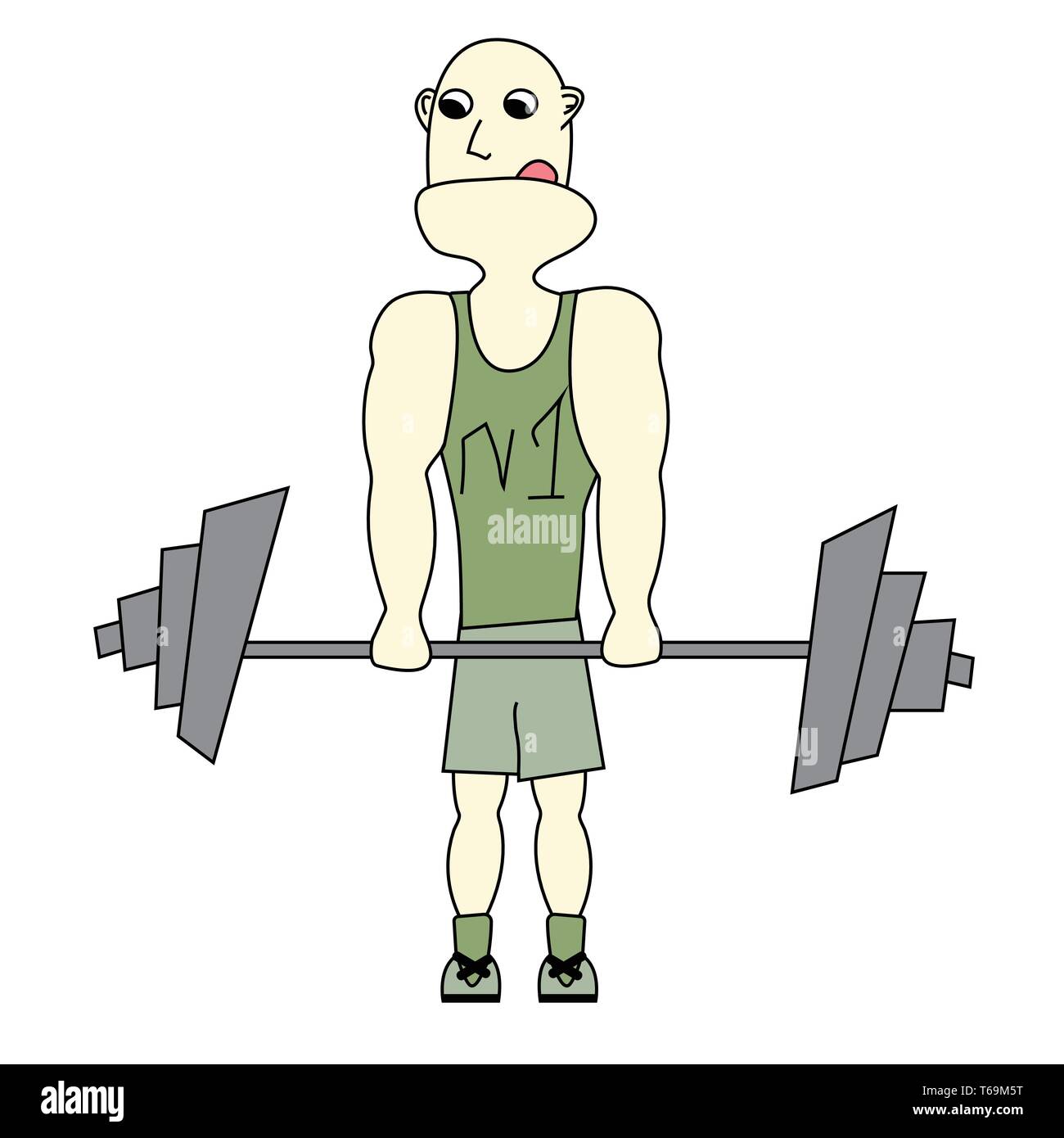 Lustige konzentriert Gewichtheber cartoon Vektor. Lieferbar Abbildung: Stock Vektor