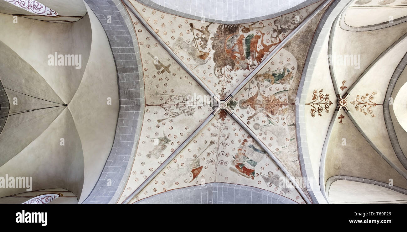 Wiedenest evangelische Dorfkirche Bunte Kerk mit Wandmalereien, Bergneustadt, Deutschland Stockfoto