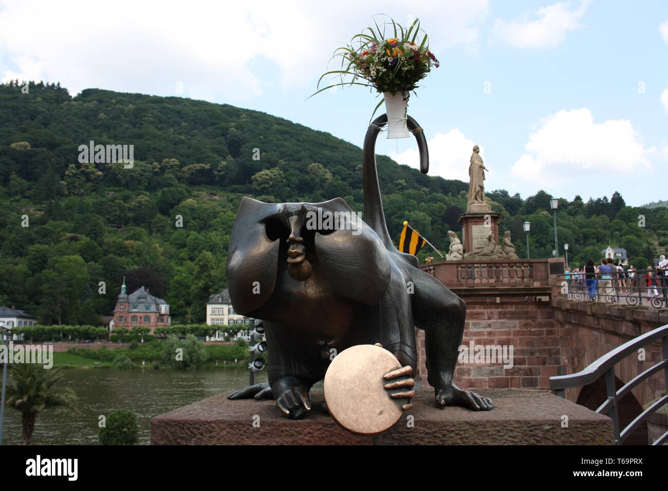 Heidelberg, Affe an der Alten Brücke Stockfoto