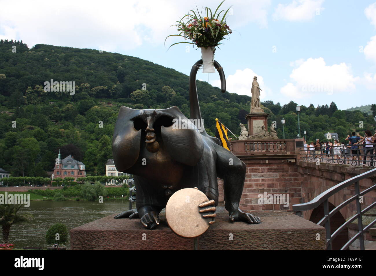 Heidelberg, Affe an der Alten Brücke Stockfoto